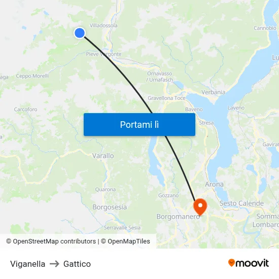 Viganella to Gattico map
