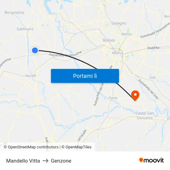 Mandello Vitta to Genzone map