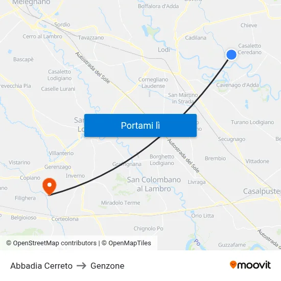 Abbadia Cerreto to Genzone map