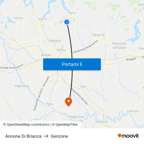 Annone Di Brianza to Genzone map