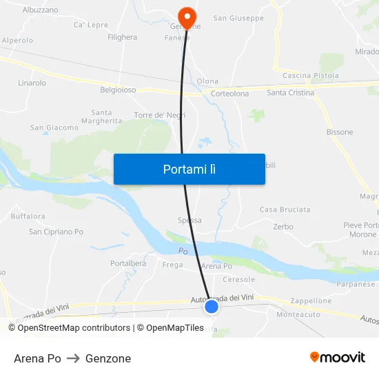 Arena Po to Genzone map