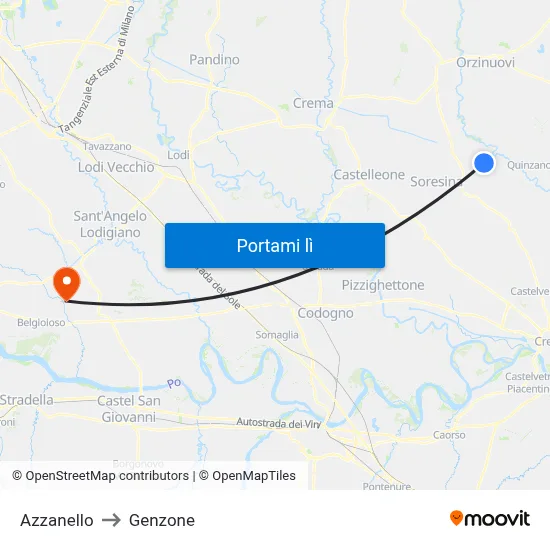 Azzanello to Genzone map