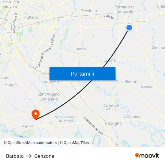 Barbata to Genzone map