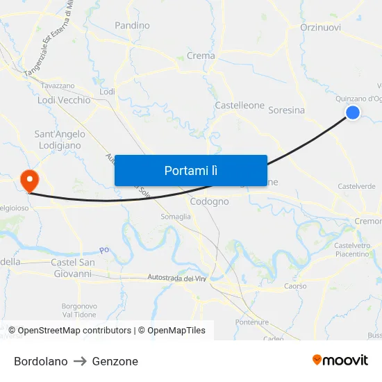 Bordolano to Genzone map