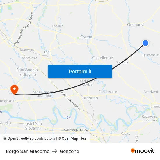 Borgo San Giacomo to Genzone map