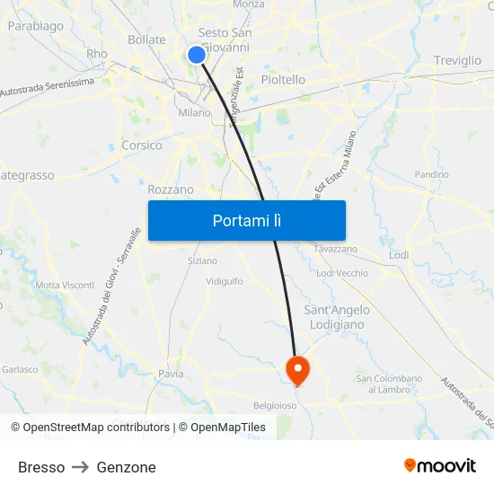 Bresso to Genzone map