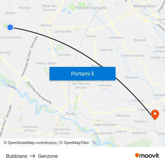 Bubbiano to Genzone map