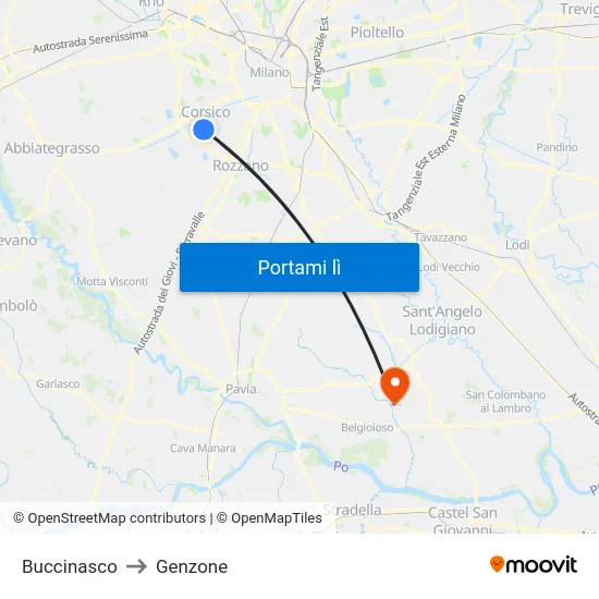 Buccinasco to Genzone map