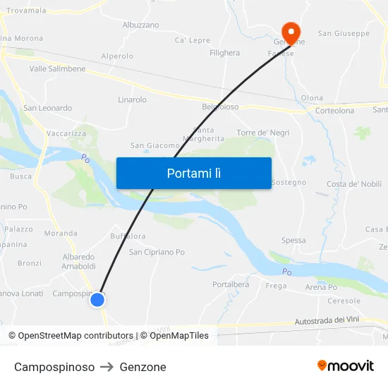 Campospinoso to Genzone map