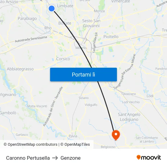 Caronno Pertusella to Genzone map