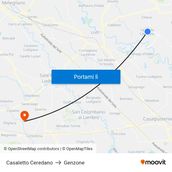 Casaletto Ceredano to Genzone map