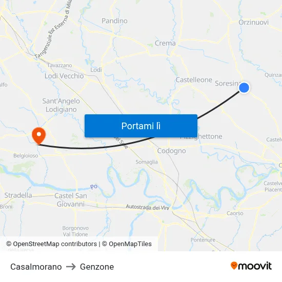 Casalmorano to Genzone map
