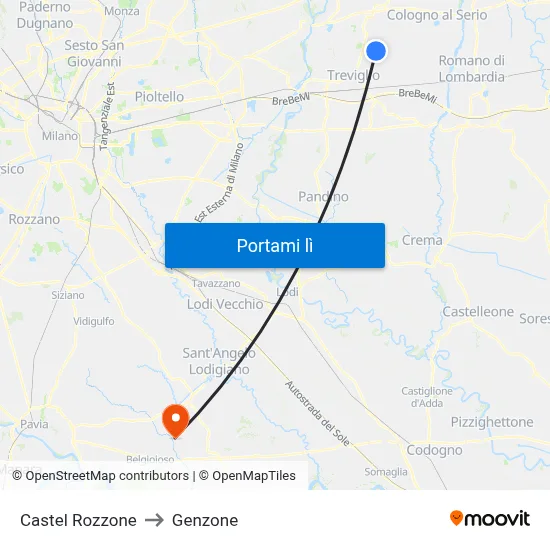 Castel Rozzone to Genzone map