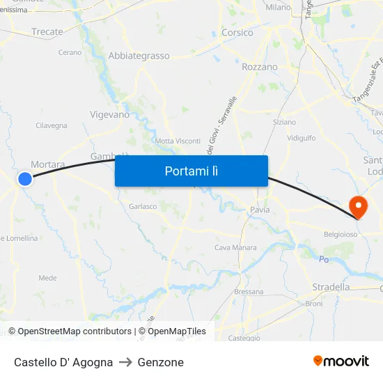 Castello D' Agogna to Genzone map