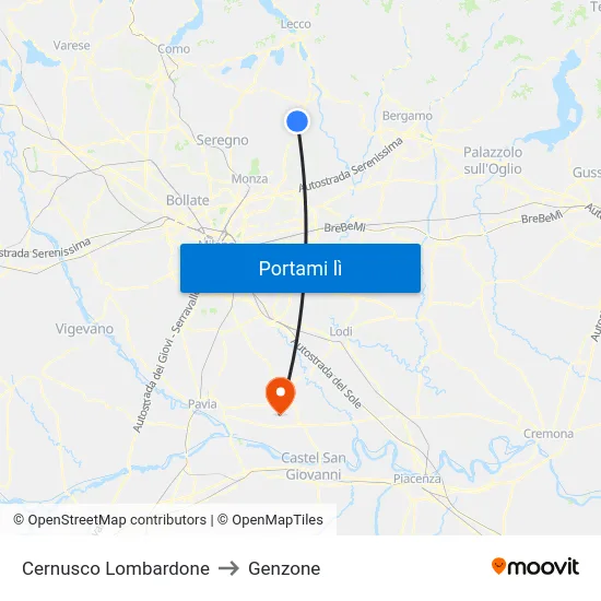 Cernusco Lombardone to Genzone map