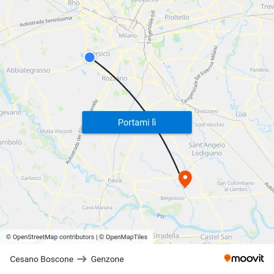 Cesano Boscone to Genzone map