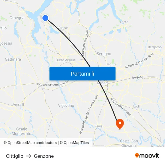 Cittiglio to Genzone map