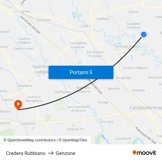 Credera Rubbiano to Genzone map