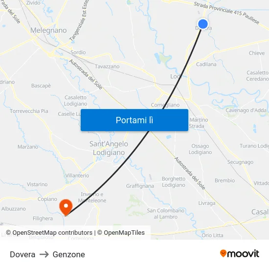 Dovera to Genzone map