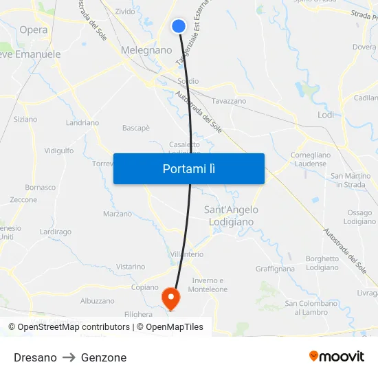 Dresano to Genzone map