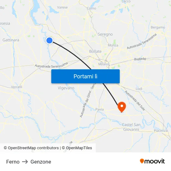 Ferno to Genzone map
