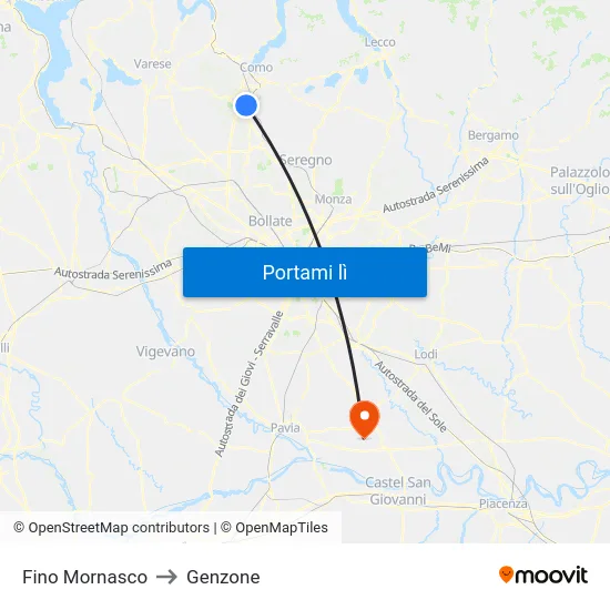 Fino Mornasco to Genzone map