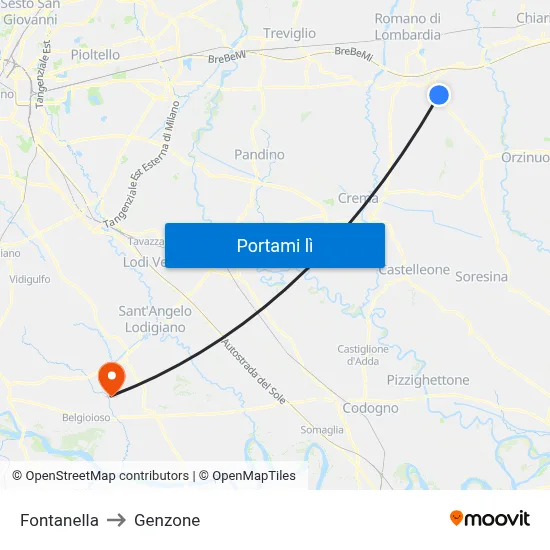 Fontanella to Genzone map
