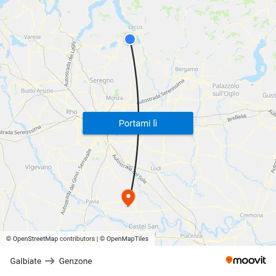 Galbiate to Genzone map