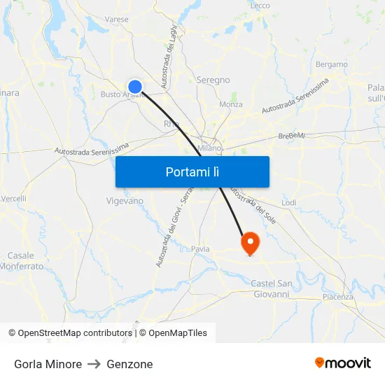 Gorla Minore to Genzone map