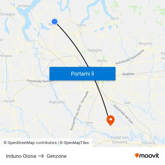 Induno Olona to Genzone map