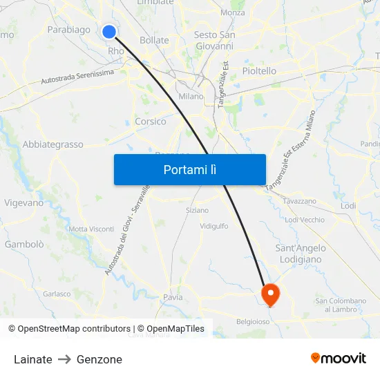 Lainate to Genzone map
