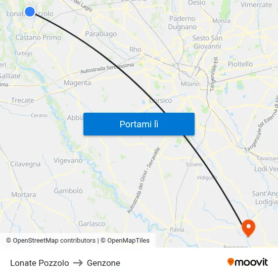 Lonate Pozzolo to Genzone map