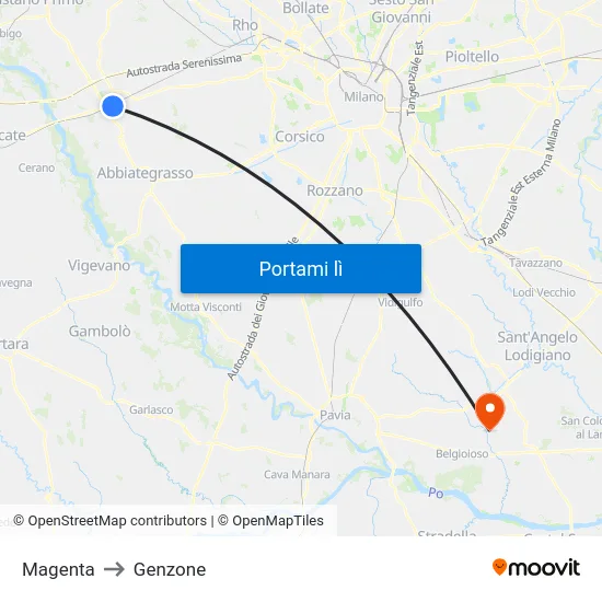 Magenta to Genzone map