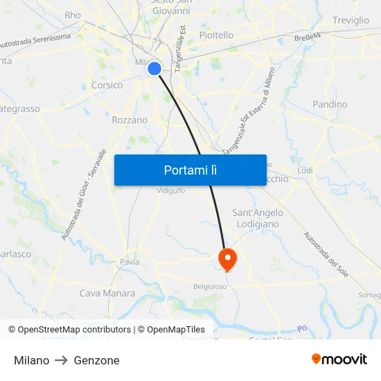 Milano to Genzone map