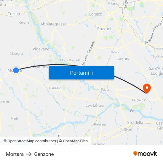 Mortara to Genzone map