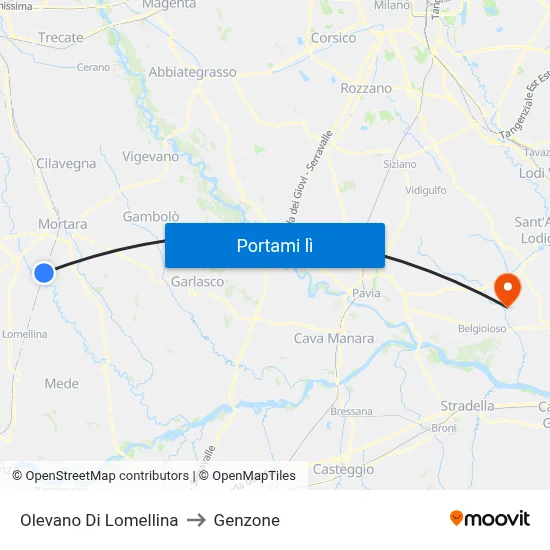 Olevano Di Lomellina to Genzone map