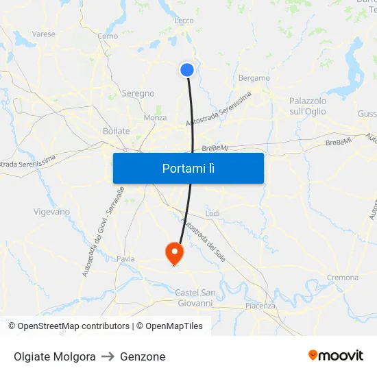 Olgiate Molgora to Genzone map