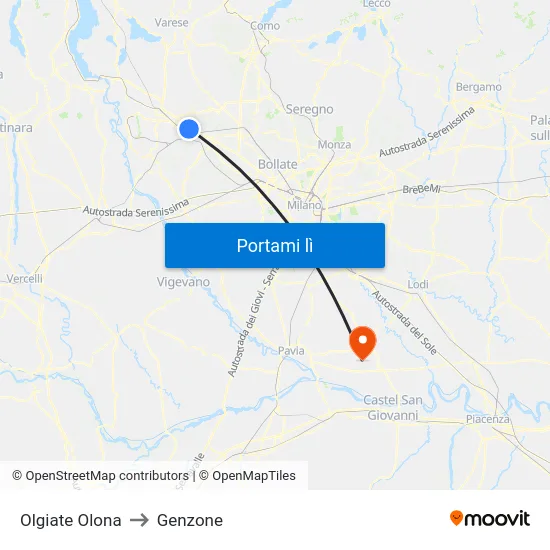 Olgiate Olona to Genzone map