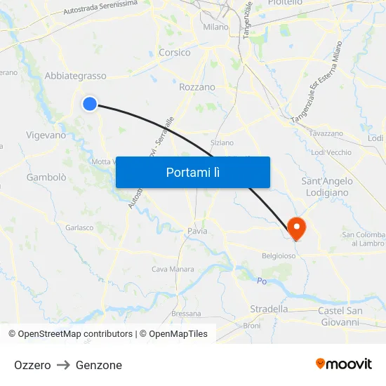 Ozzero to Genzone map