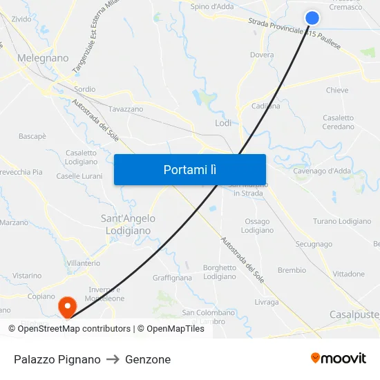 Palazzo Pignano to Genzone map