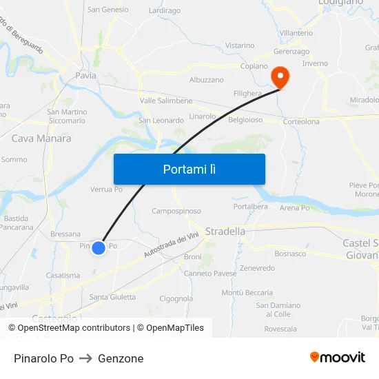Pinarolo Po to Genzone map