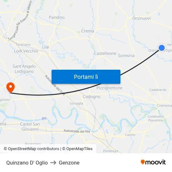Quinzano D' Oglio to Genzone map