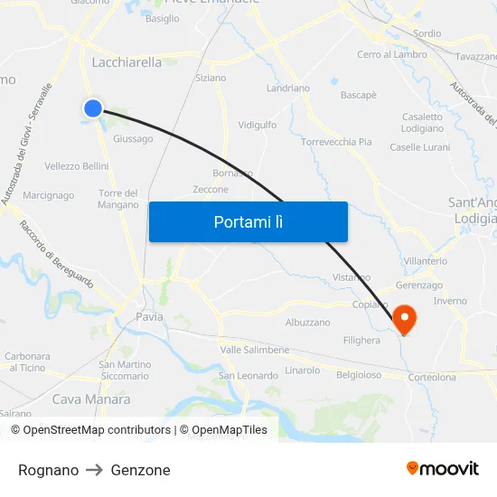 Rognano to Genzone map