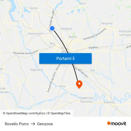 Rovello Porro to Genzone map