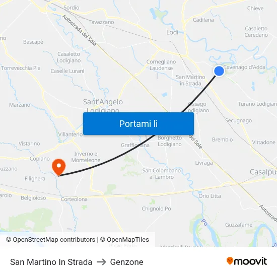 San Martino In Strada to Genzone map