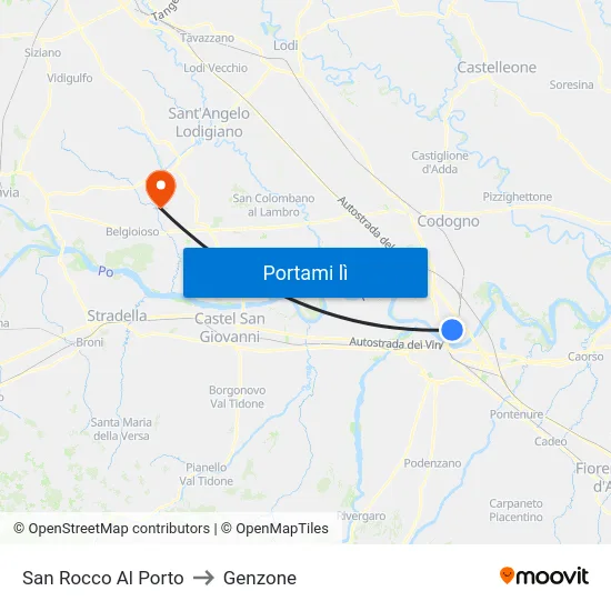 San Rocco Al Porto to Genzone map