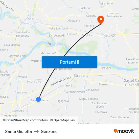 Santa Giuletta to Genzone map