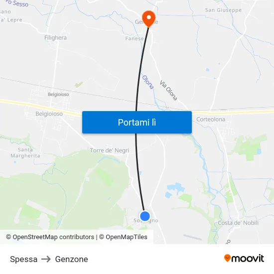 Spessa to Genzone map