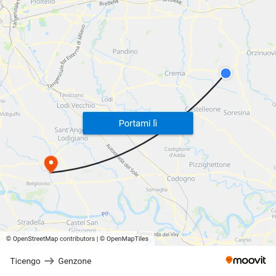 Ticengo to Genzone map
