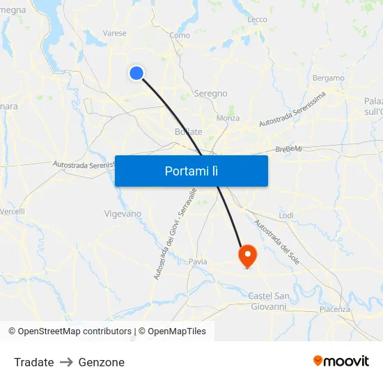 Tradate to Genzone map